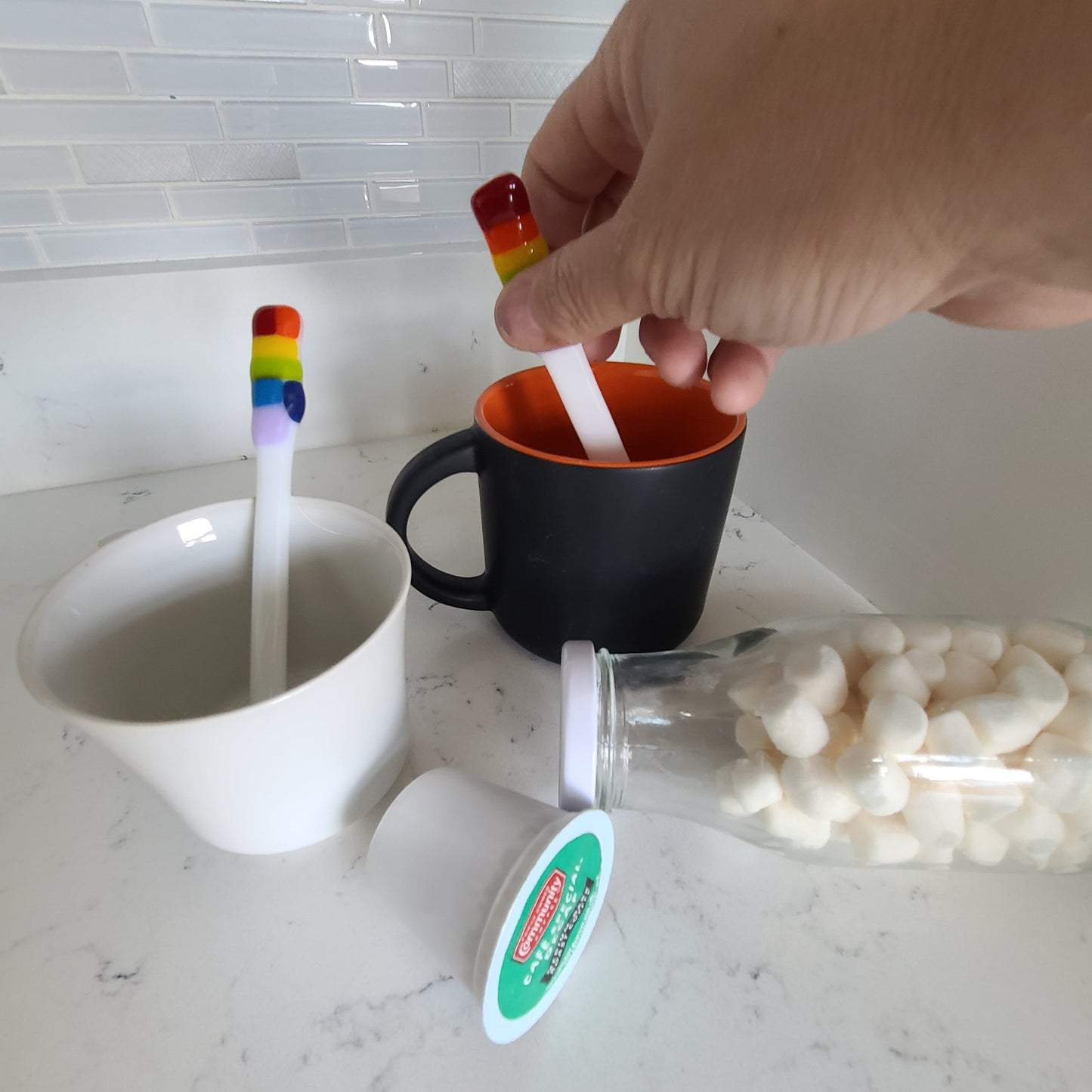 Rainbow Swizzle Sticks, Drink Stirrers 7"