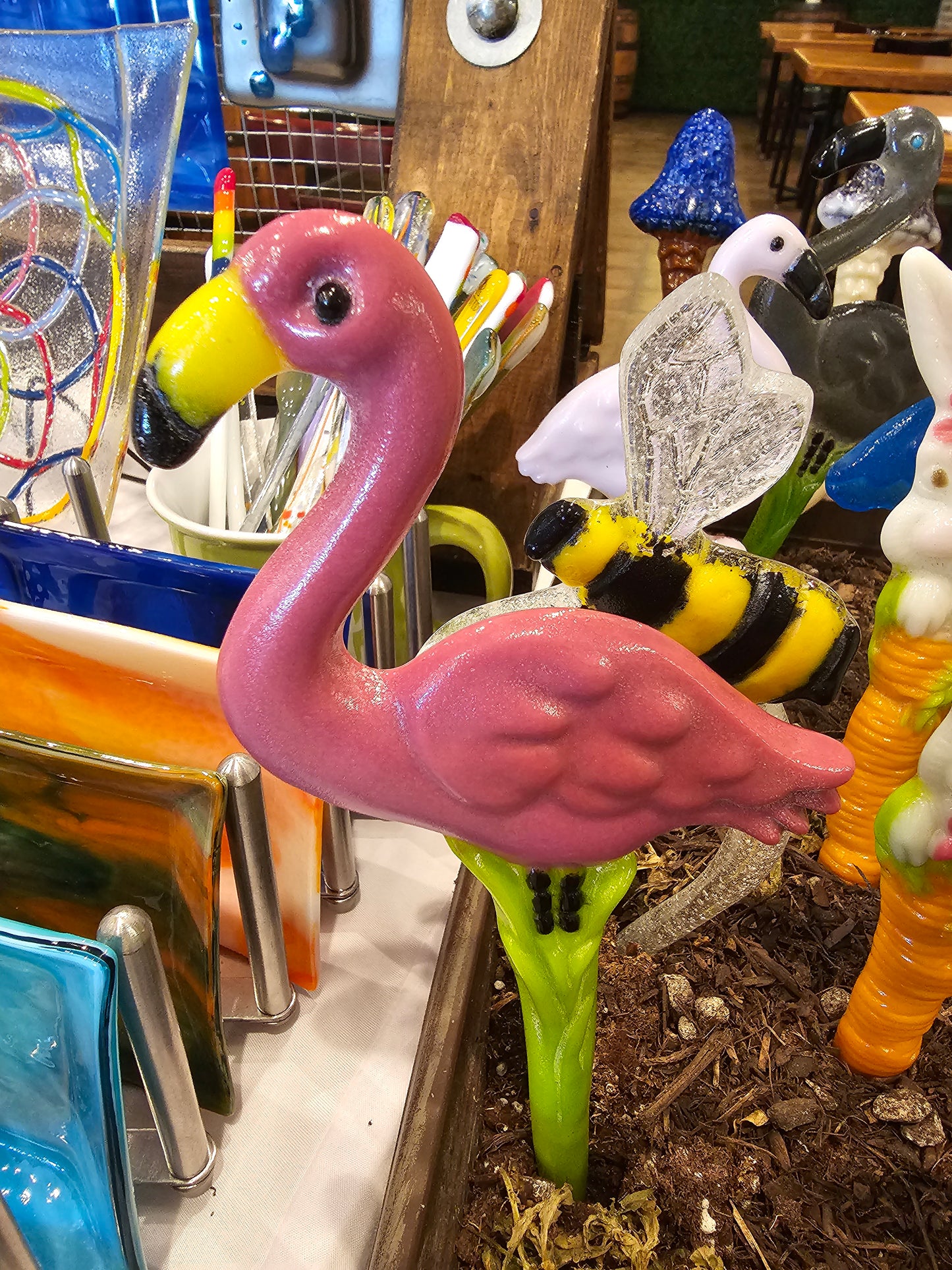 Flamingo Garden Stakes, Dark Pink