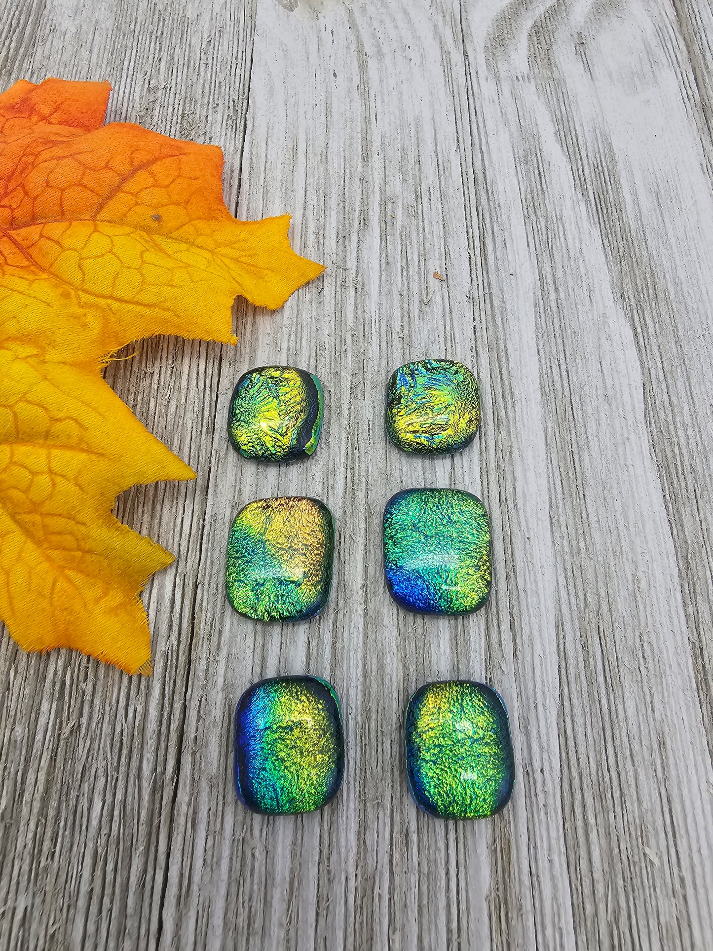 Dichroic Glass Cabochons, Lot of 6, Starry Night