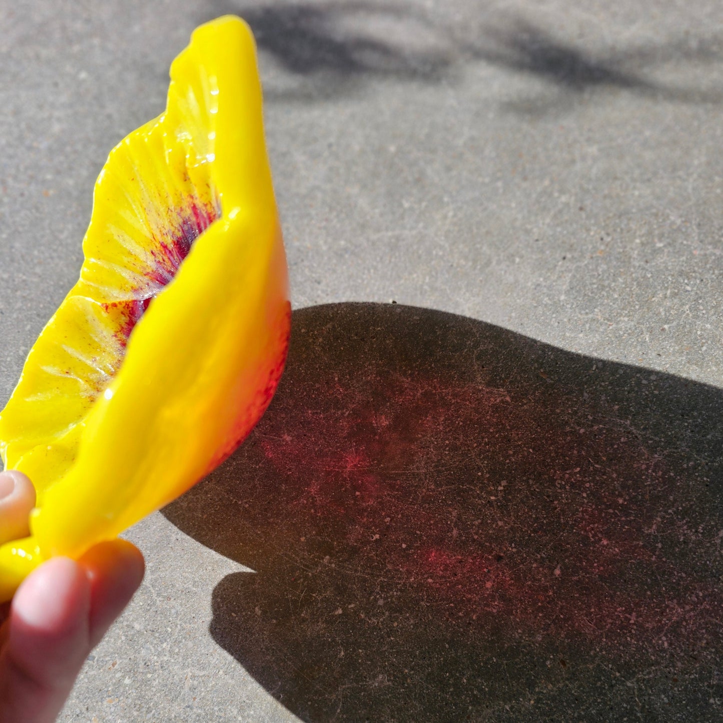 Fused Glass Hibiscus Bowl - Yellow and Red