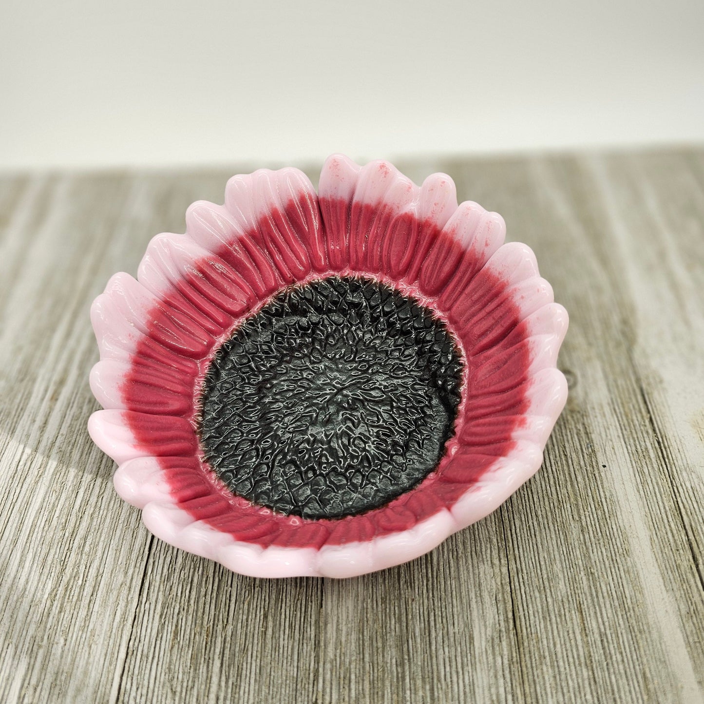 Glass Sunflower Bowl, Pink Sunflower