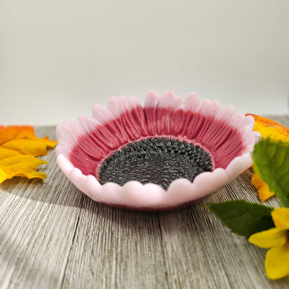 Glass Sunflower Bowl, Pink Sunflower