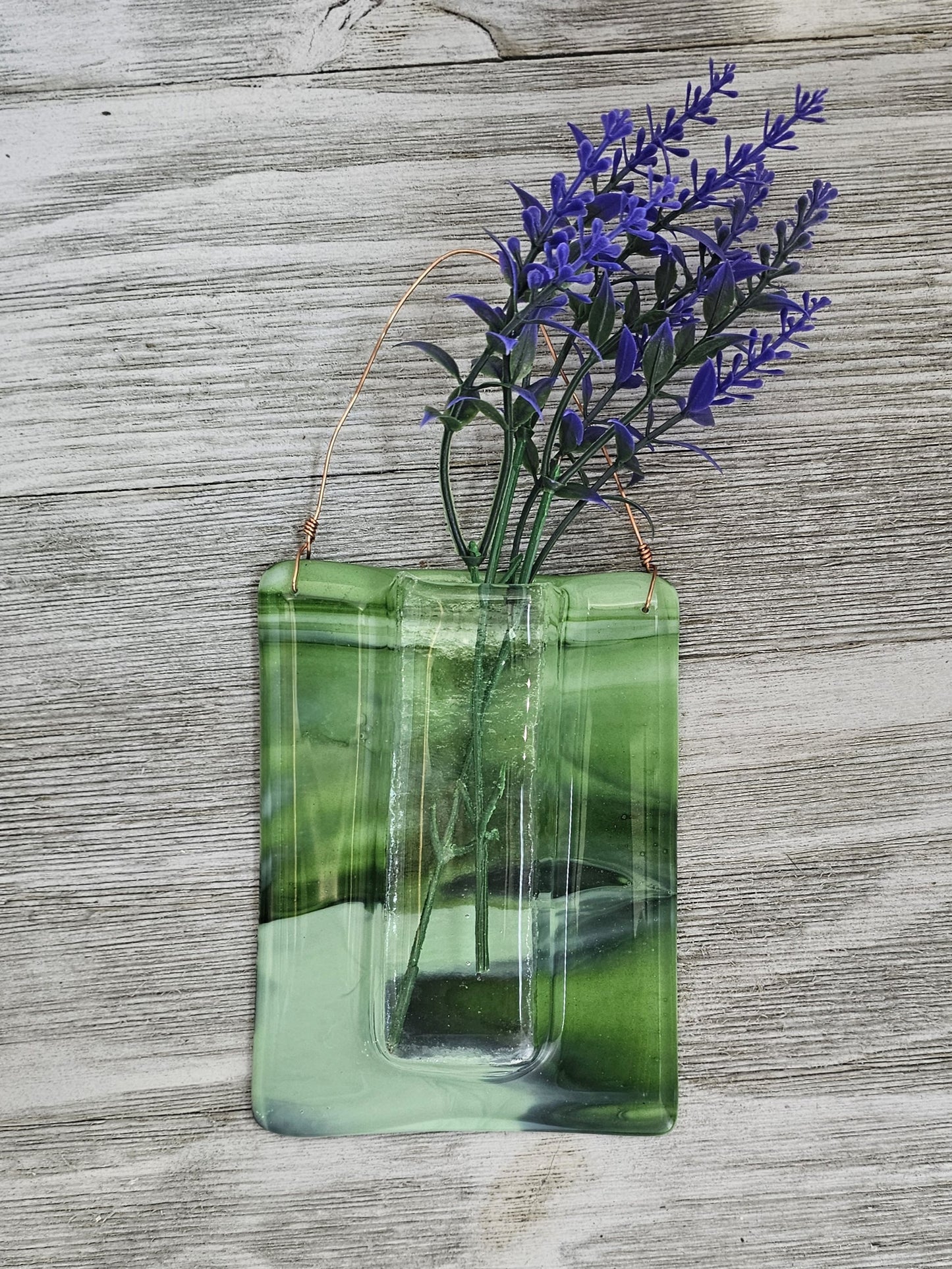Wall Pocket Vase, Variegated Greens