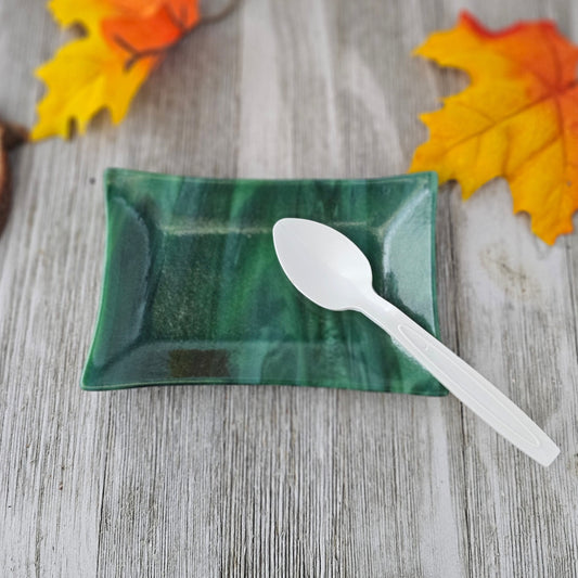 Handmade Fused Glass Dish – Green Streaky Glass