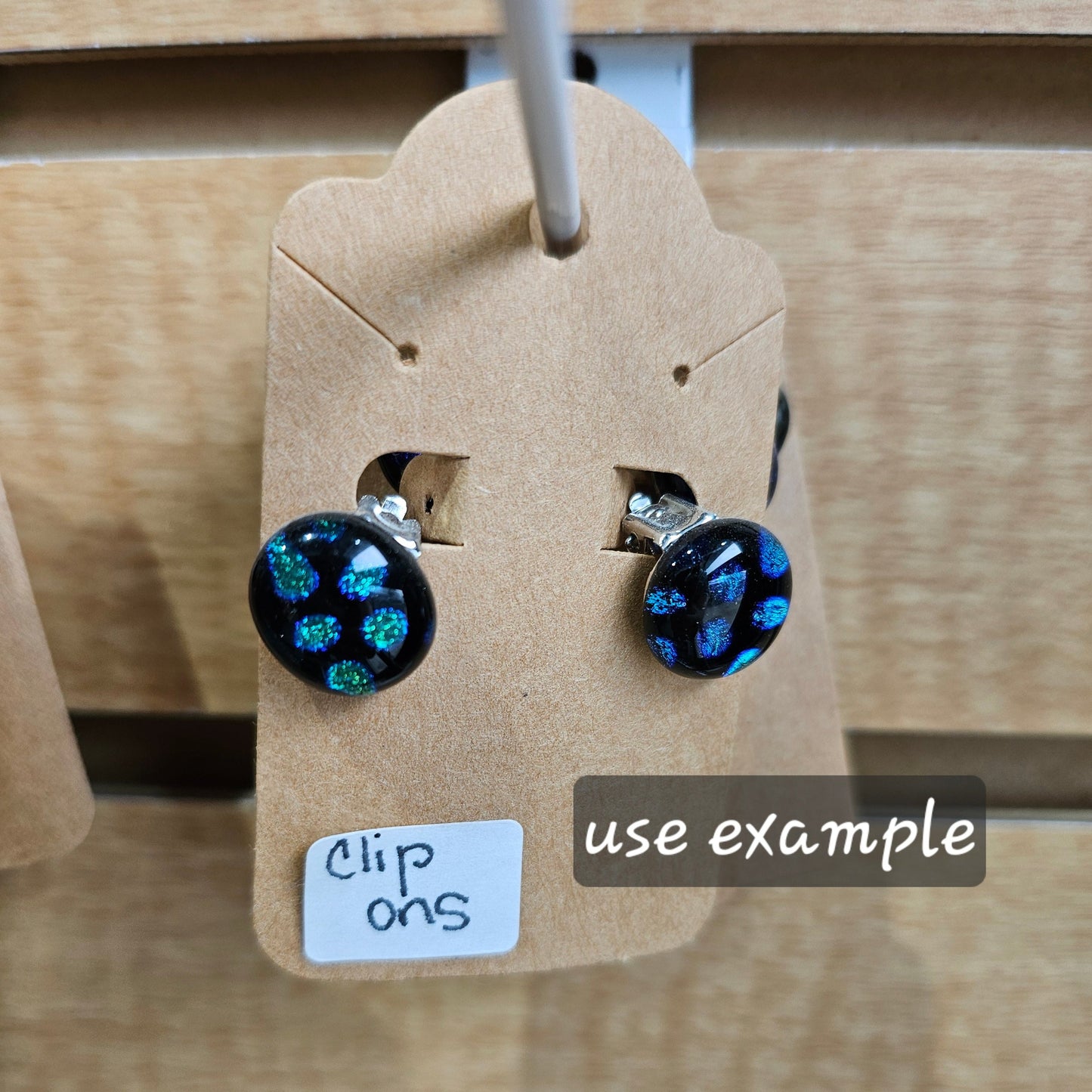 An example of a possible use for the dichroic dots. Make a beautiful pair of earrings.