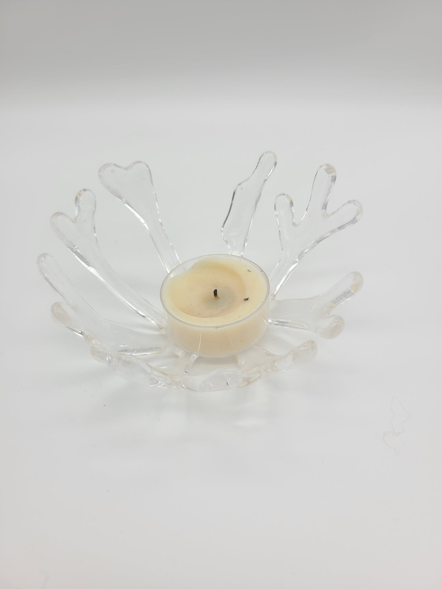 Clear Glass Coral Bowl Candle Holder