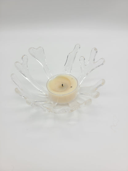 Clear Glass Coral Bowl Candle Holder
