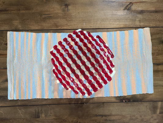Orange and Blue Woven Table Runner