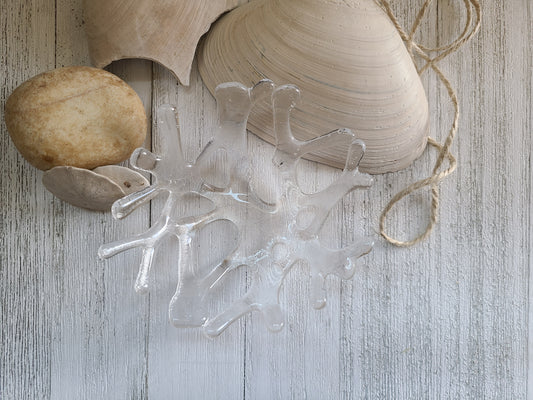 Clear Glass Coral Bowl Candle Holder