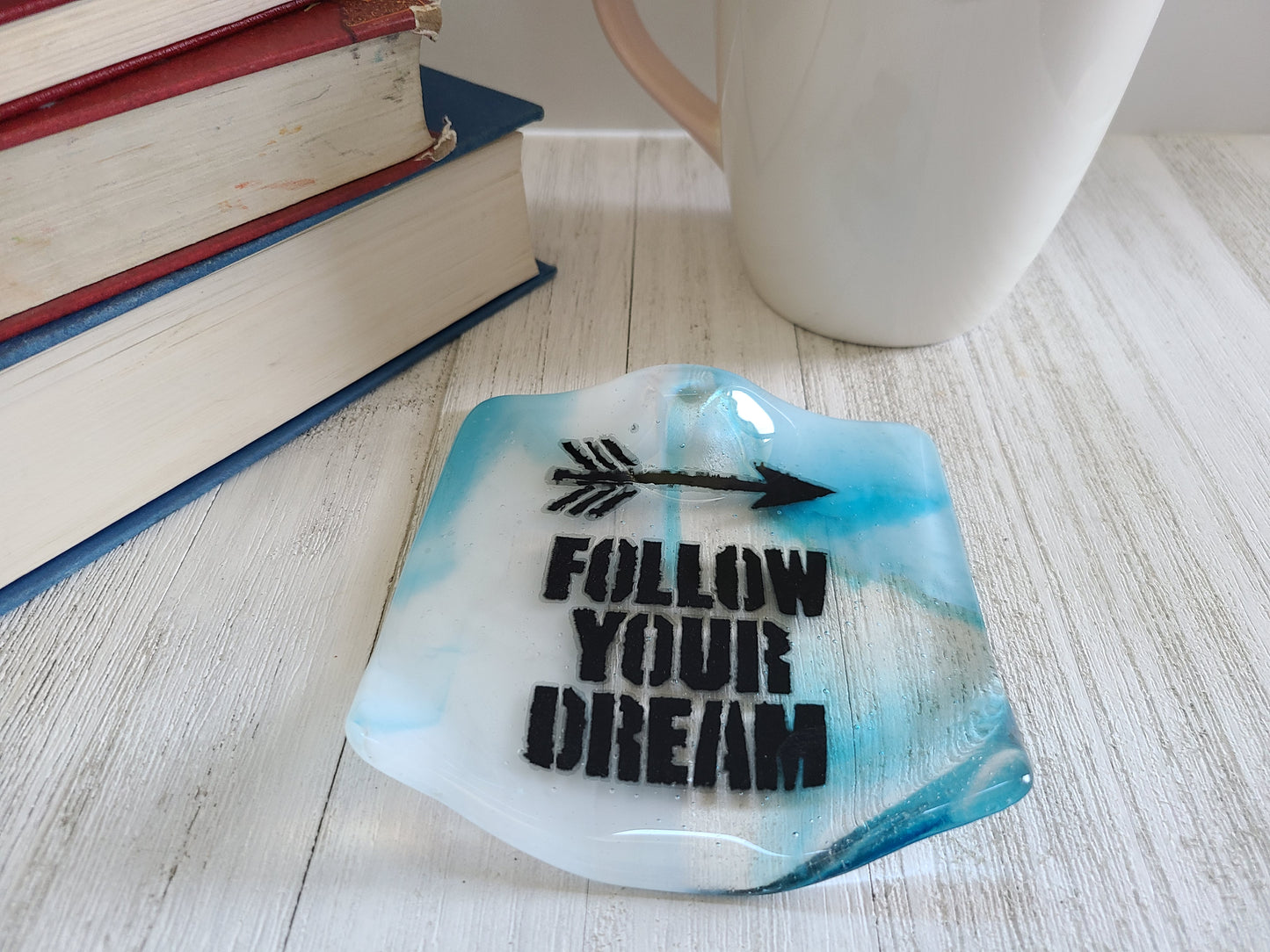Glass Dish "Follow Your Dreams", Decorative Dish
