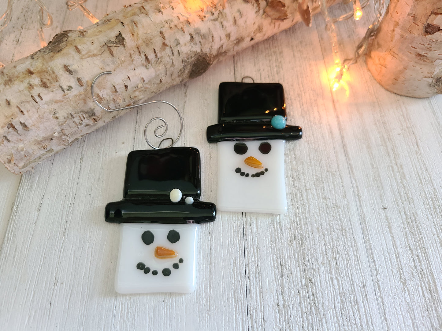 Glass Snowman Ornaments