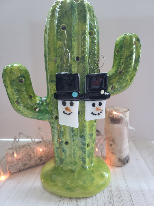 Glass Snowman Ornaments