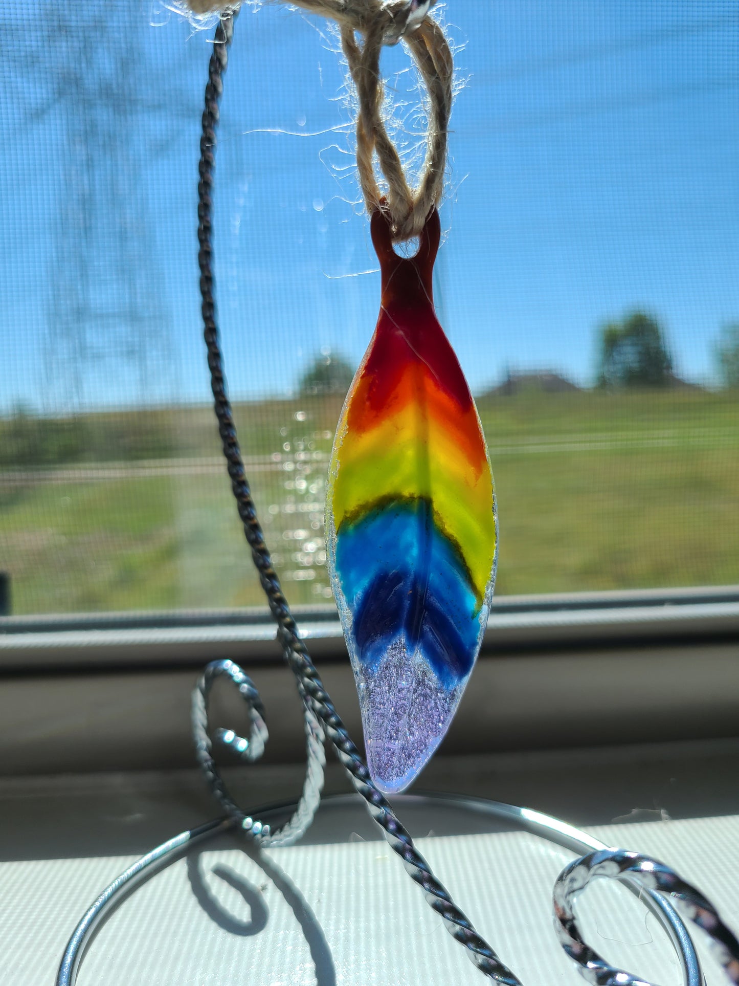 Glass Feather Ornament, 3.5 Inches