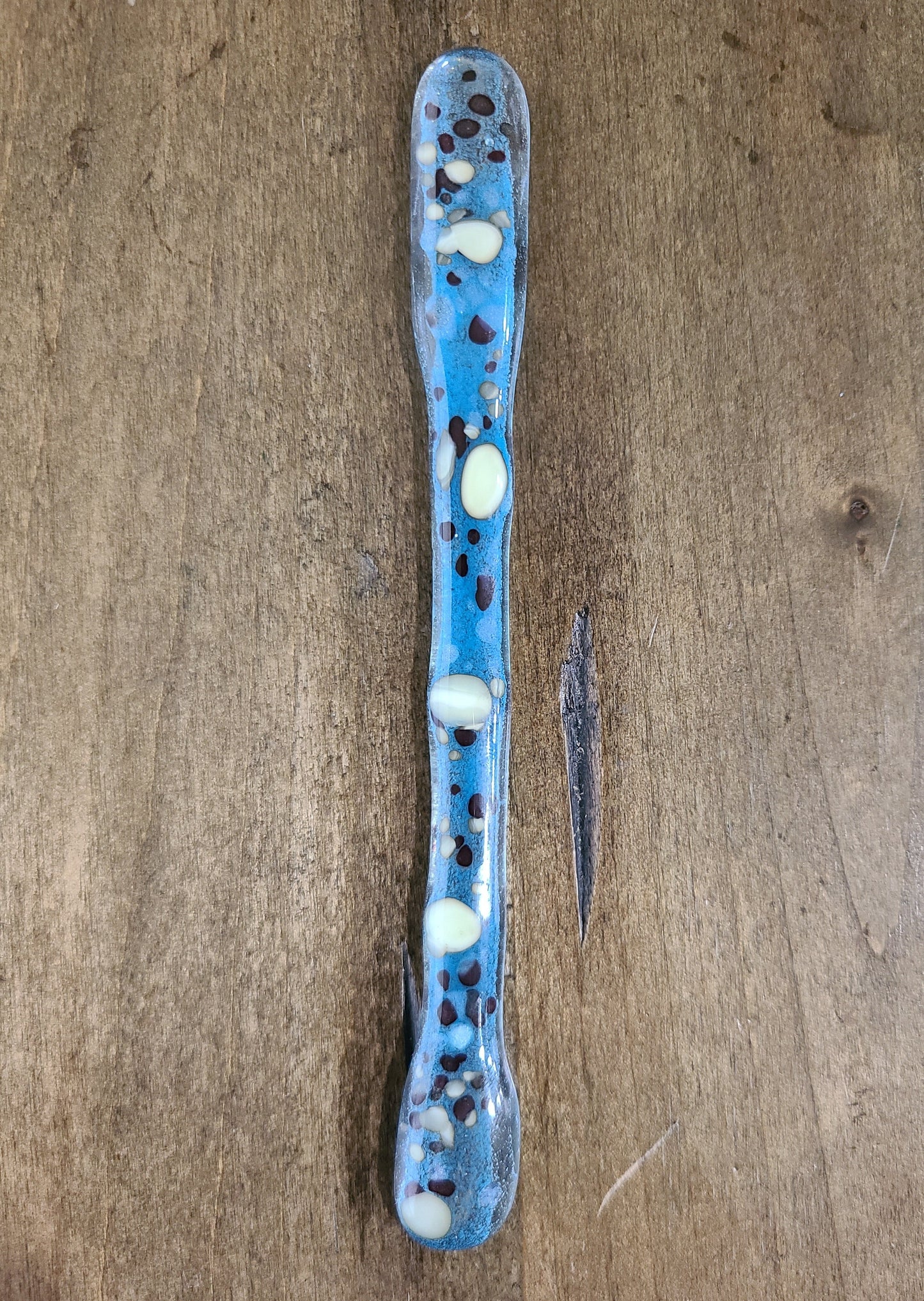 Blue Fleck Swizzle Sticks, Glass Drink Stirrer