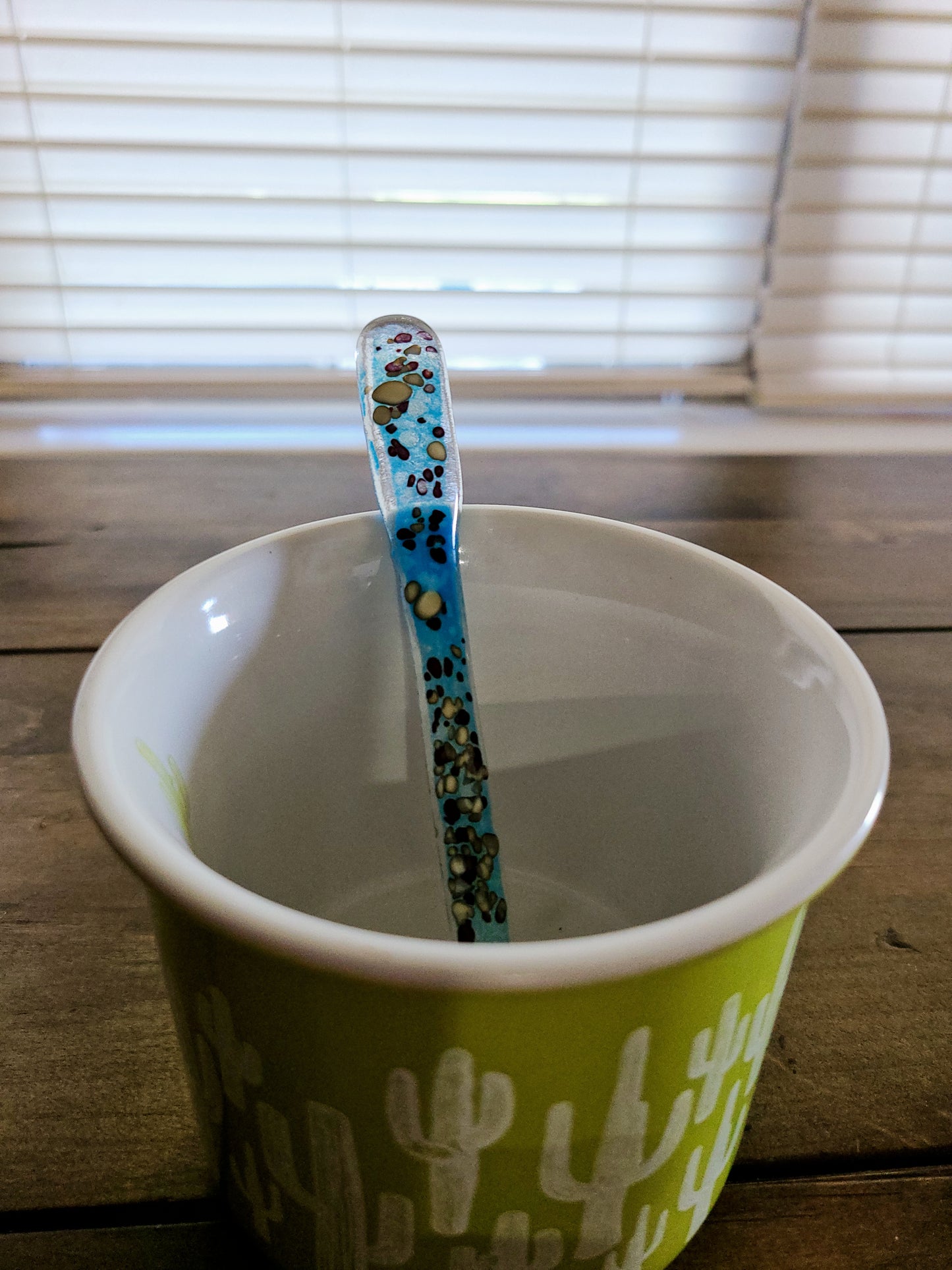 Blue Fleck Swizzle Sticks, Glass Drink Stirrer