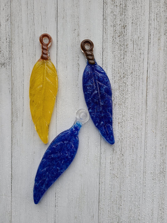 Glass Feather Ornaments, 4.5 inches