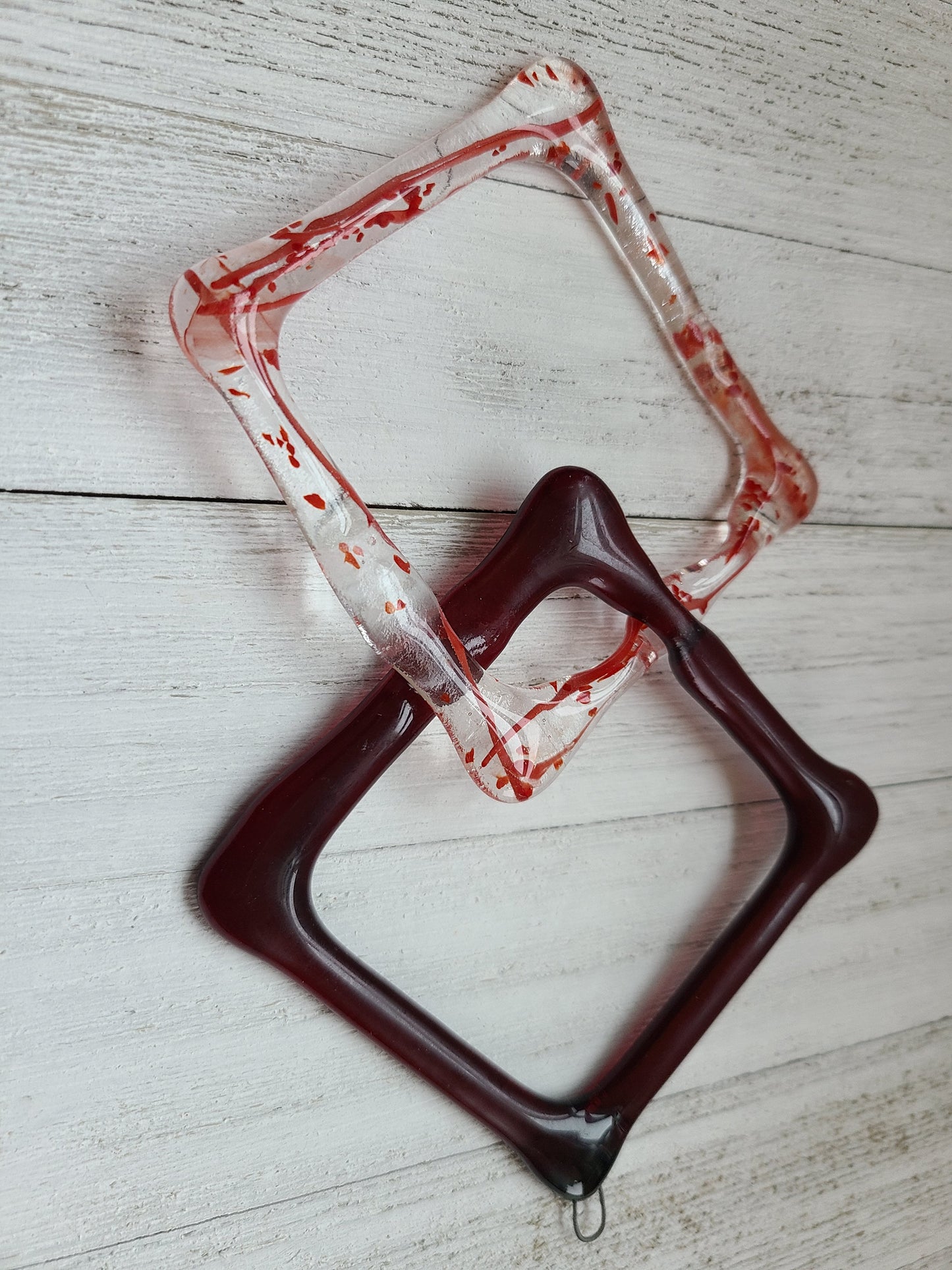 Red Glass Rain Chain, Suncatcher Ornament