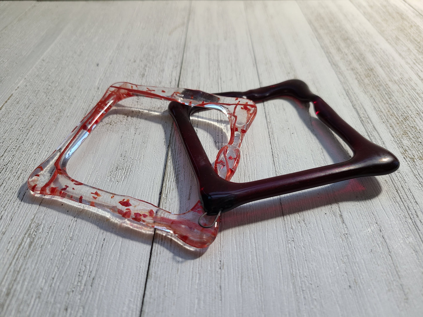 Red Glass Rain Chain, Suncatcher Ornament