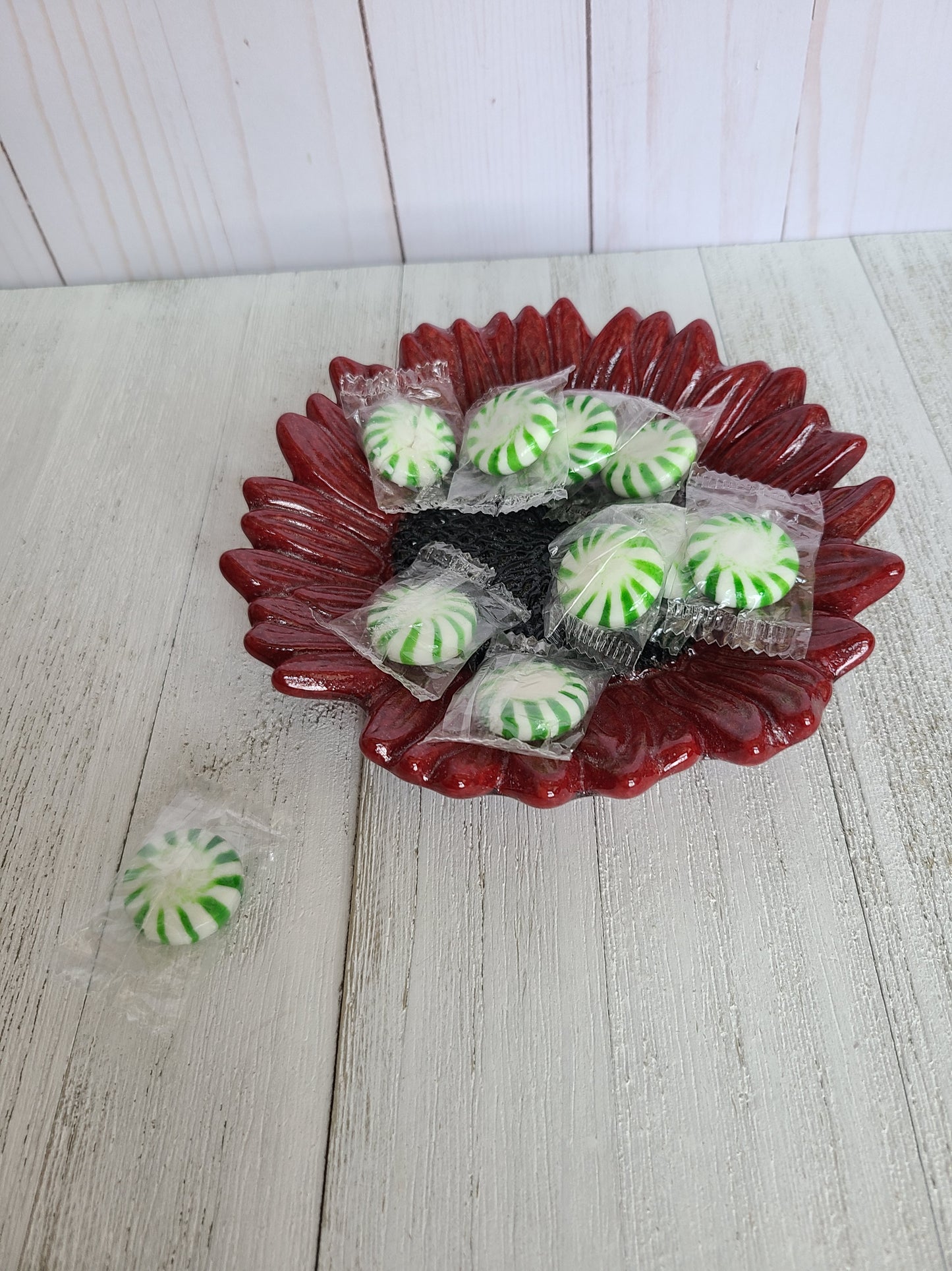 Fused Glass Sunflower Dish, Red Sunflower