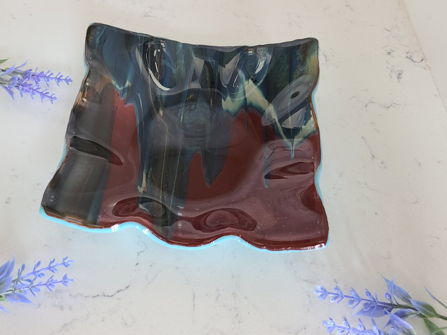 Glass Square Wavy Bowl