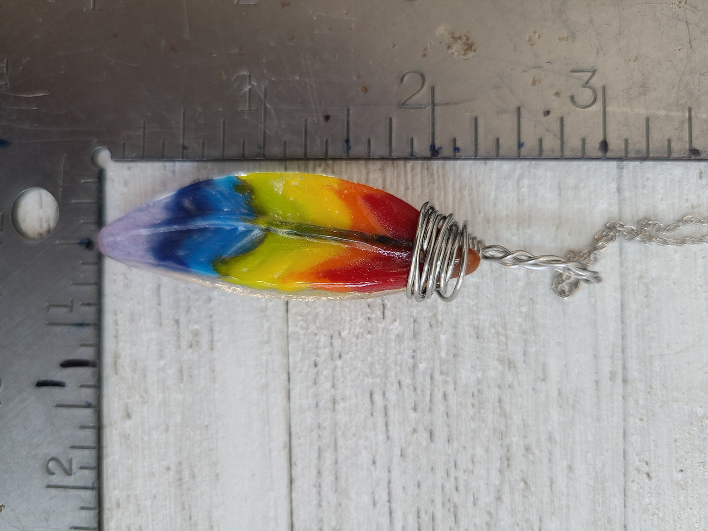 Rainbow Feather Pendant