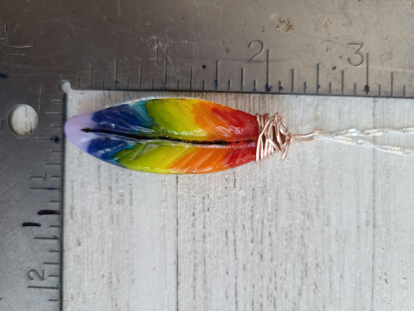 Rainbow Feather Pendant