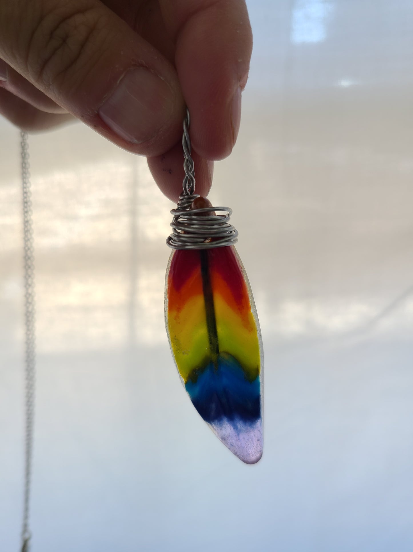 Rainbow Feather Pendant