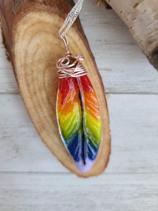 Rainbow Feather Pendant