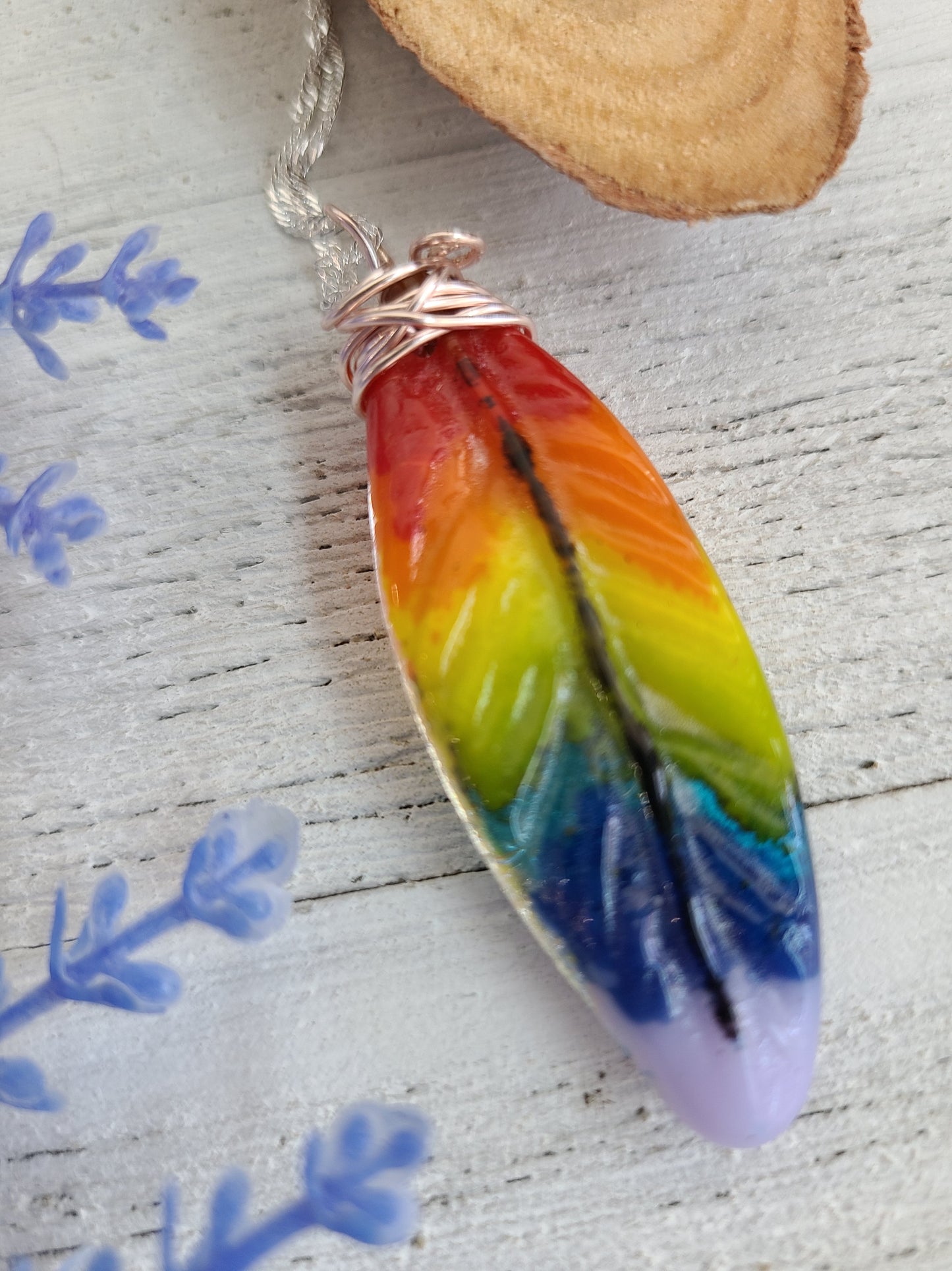 Rainbow Feather Pendant