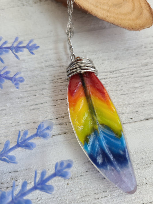Rainbow Feather Pendant
