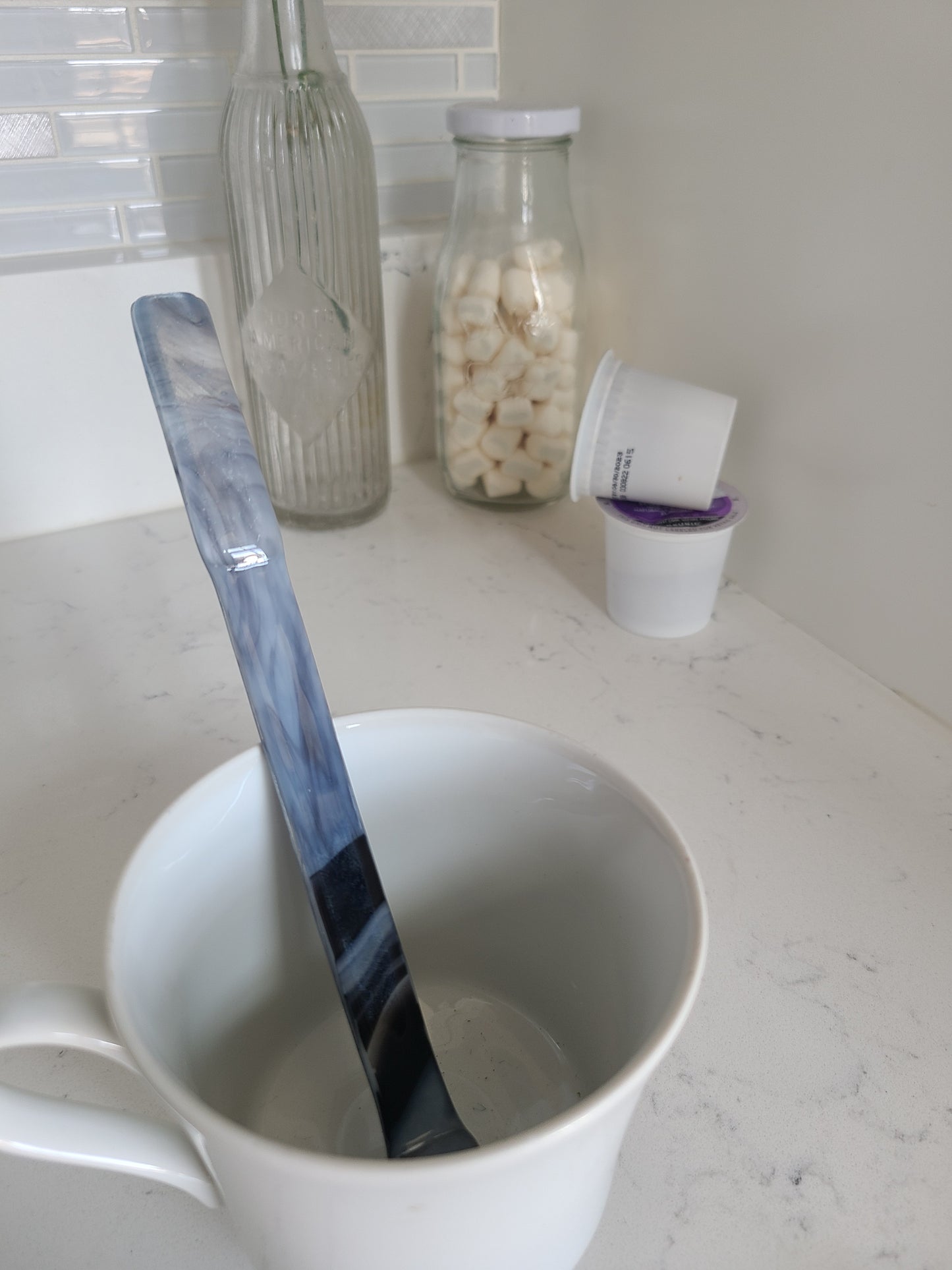 Swizzle Stick, Black, White and Clear Graffiti