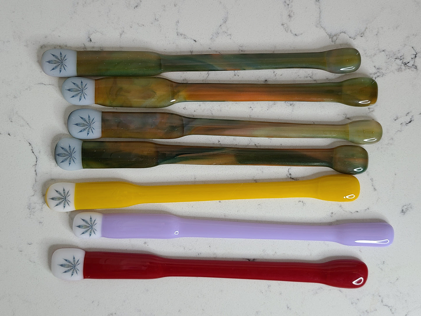 Swizzle Stick, Glass Drink Stirrer, Marijuana Decal