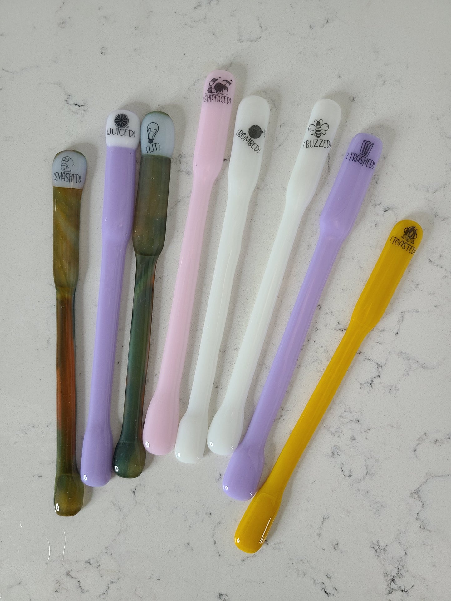 Glass Drink Stirrers, Drunk Words