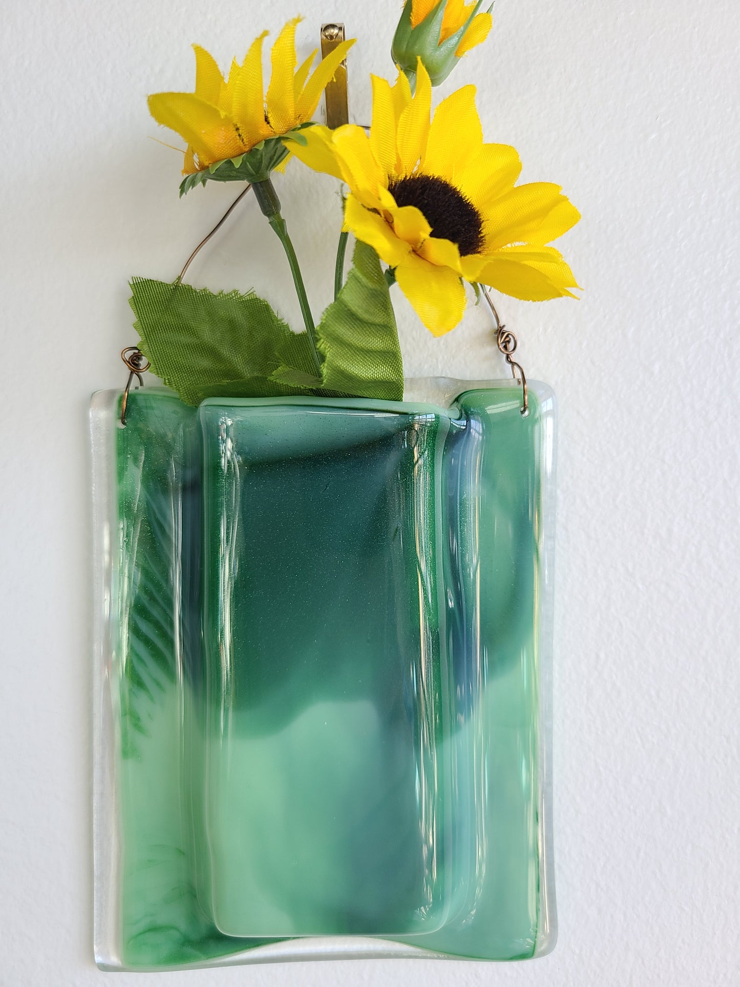 Wall Pocket Vase, Variegated Greens