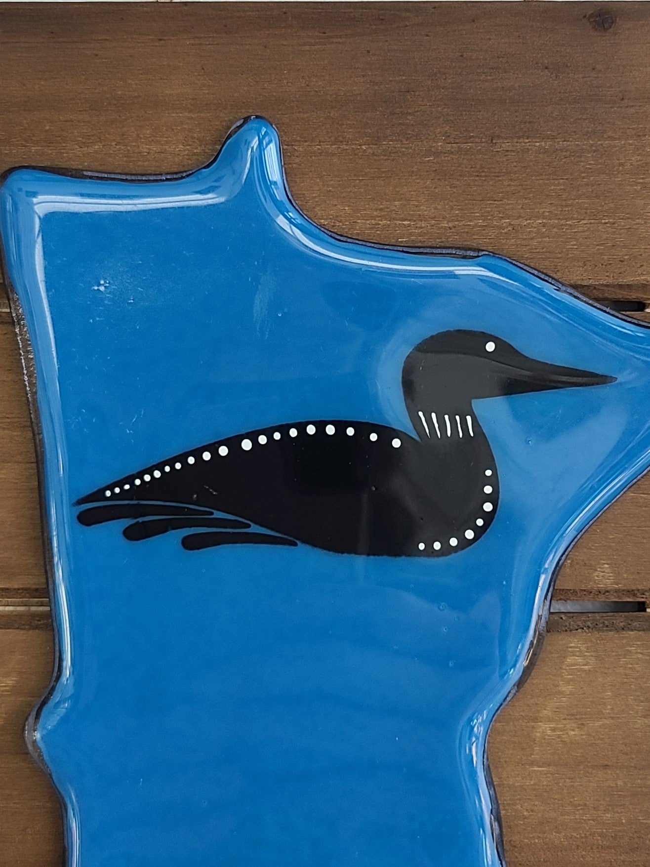 State of Minnesota, Minnesota Art, Loon Decor, Fused Glass Art, Minnesota Gifts, Glass on Wood, Loon Bird, Wall Decorations