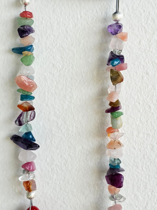 Rainbow Colored Windchime with Semi-Precious Stones