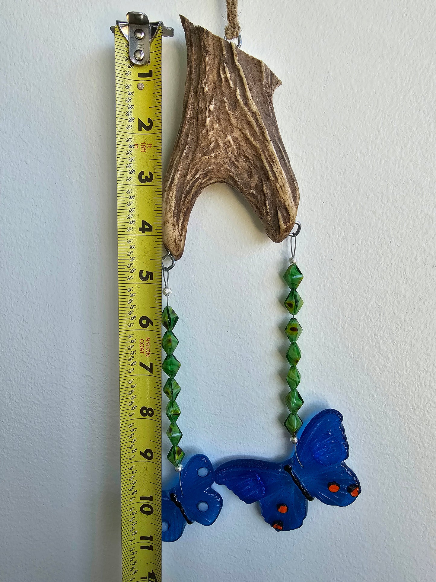 Antler and Blue Glass Butterfly Windchimes