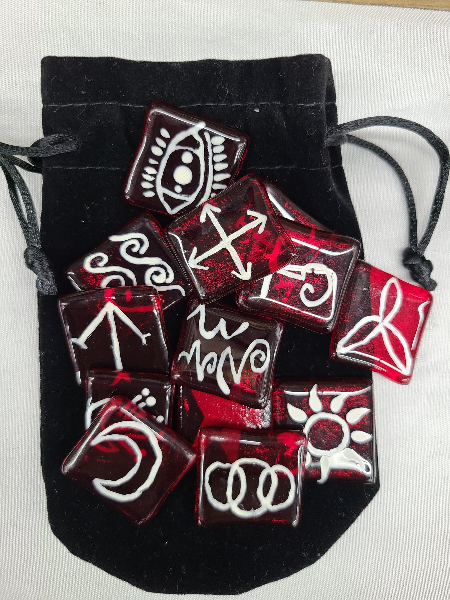 Witches Runes, Red with White Writing