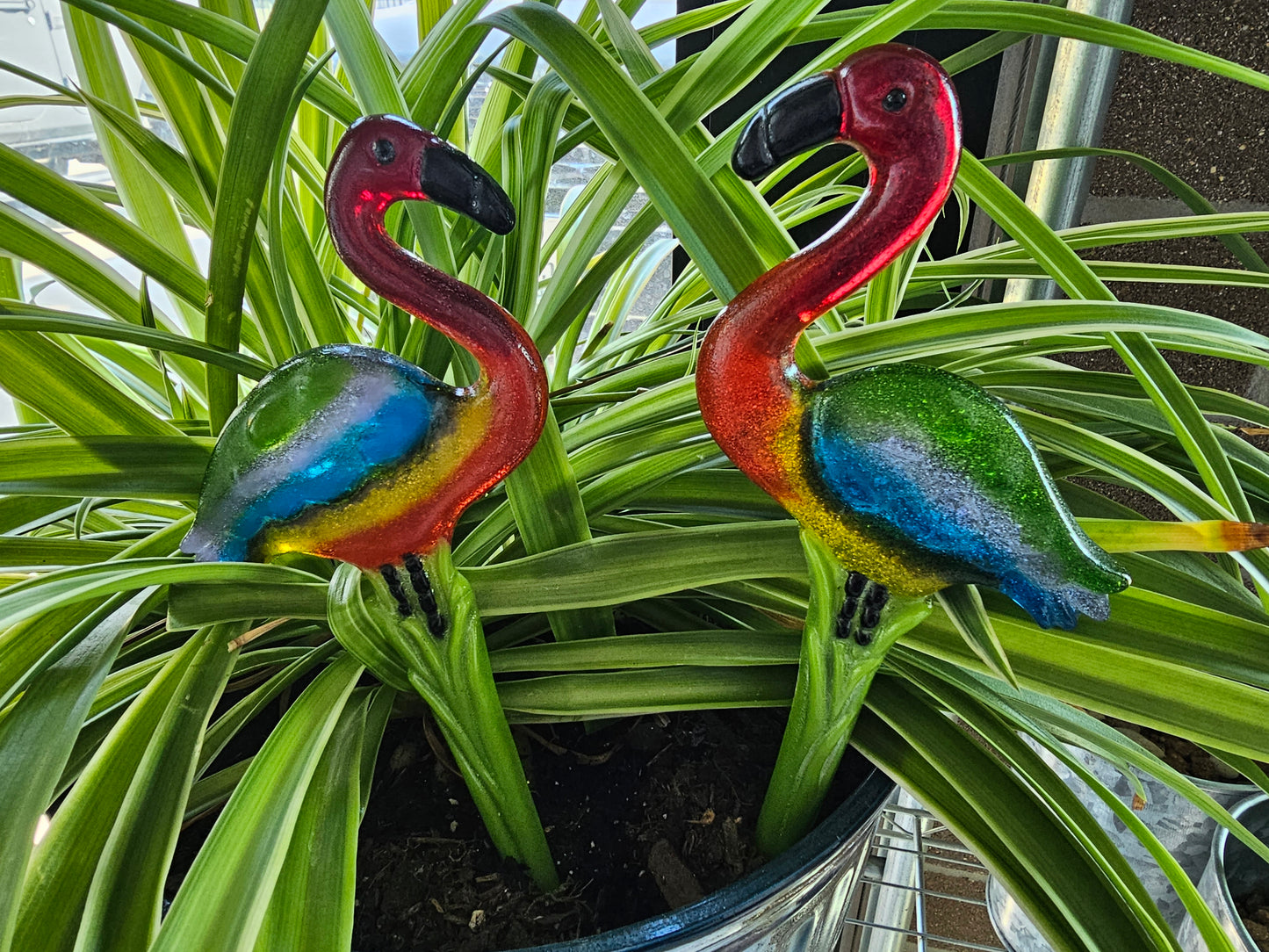 Flamingo Garden Stakes, Transparent Rainbow