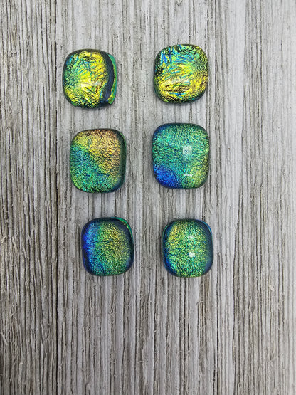 Dichroic Glass Cabochons, Lot of 6, Starry Night