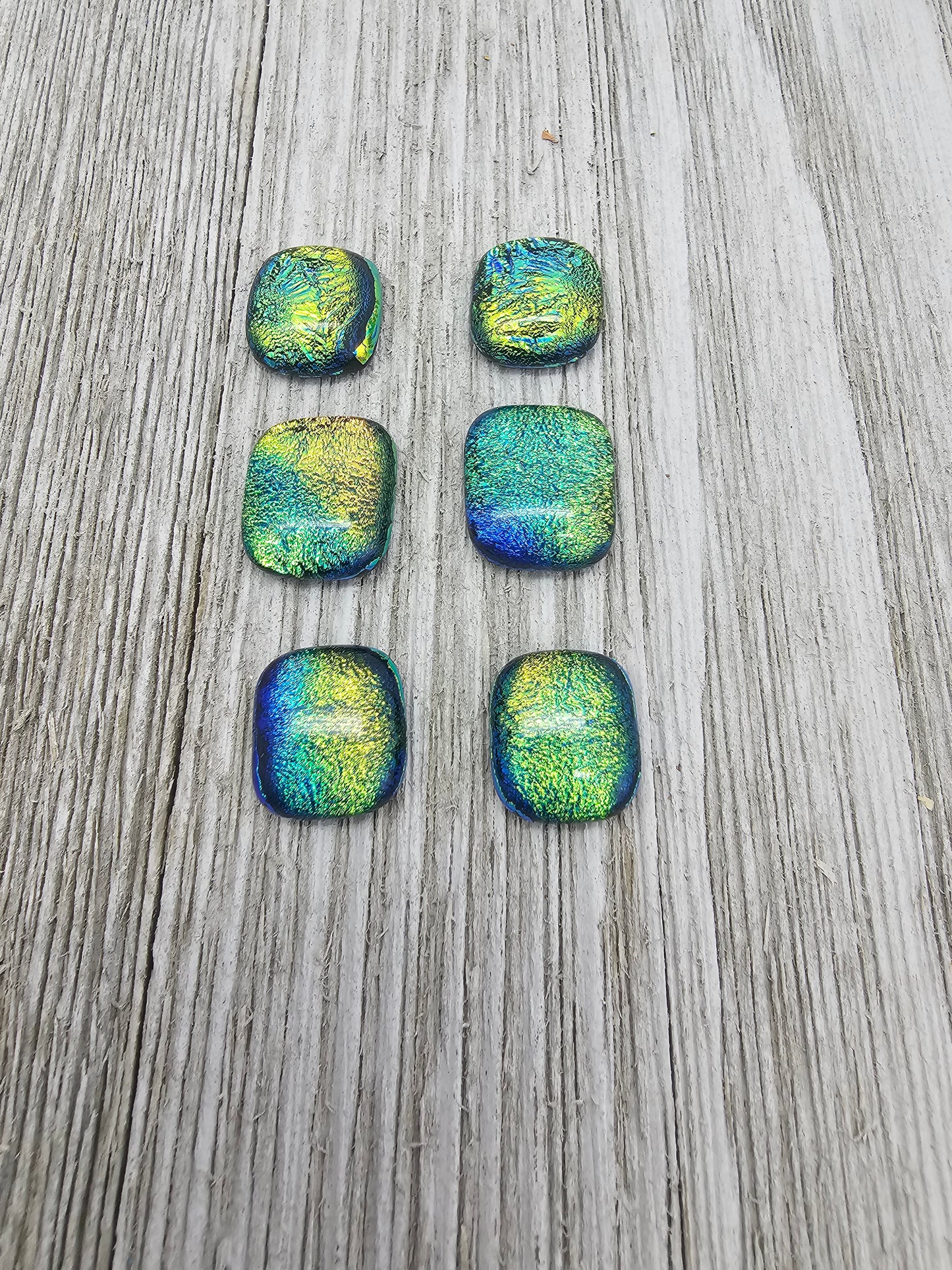 Dichroic Glass Cabochons, Lot of 6, Starry Night