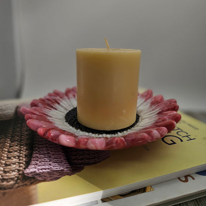 Glass Sunflower Bowl, Pink and White Sunflower