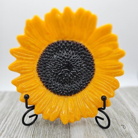 Fused Glass Sunflower Dish, Yellow, Orange Sunflower