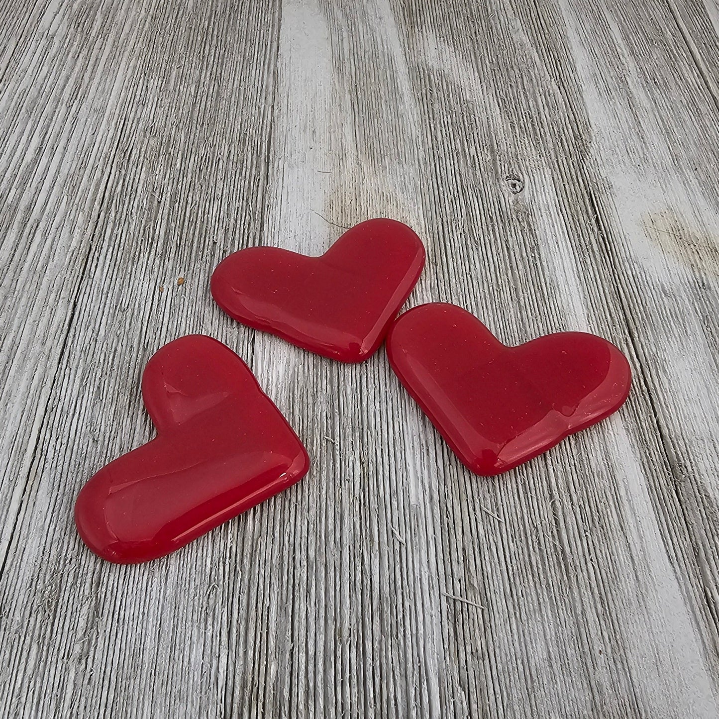 Fused Glass Heart Pendant, Red. 2 Pack Set