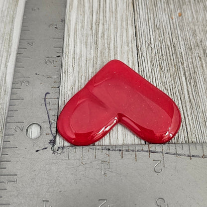 Fused Glass Heart Pendant, Red. 2 Pack Set