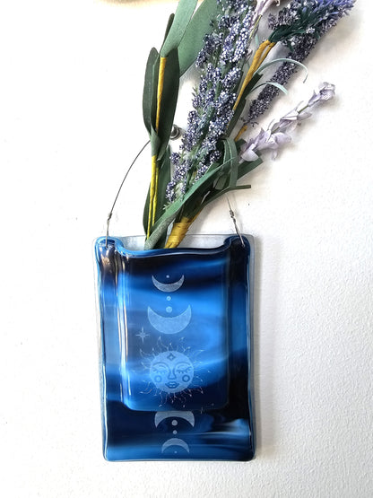 Handmade Fused Glass Pocket Vase - Perfect for Live Plants and Silk Flowers