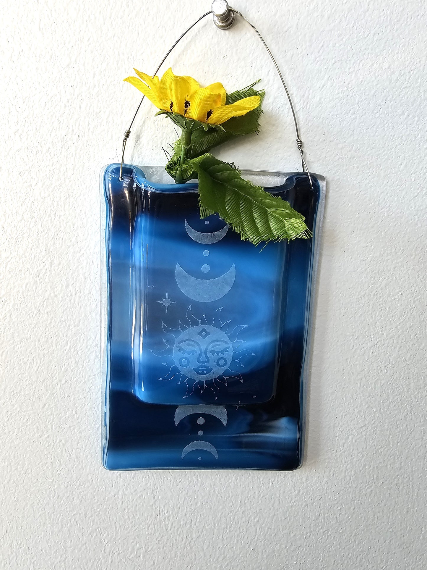 Handmade Fused Glass Pocket Vase - Perfect for Live Plants and Silk Flowers