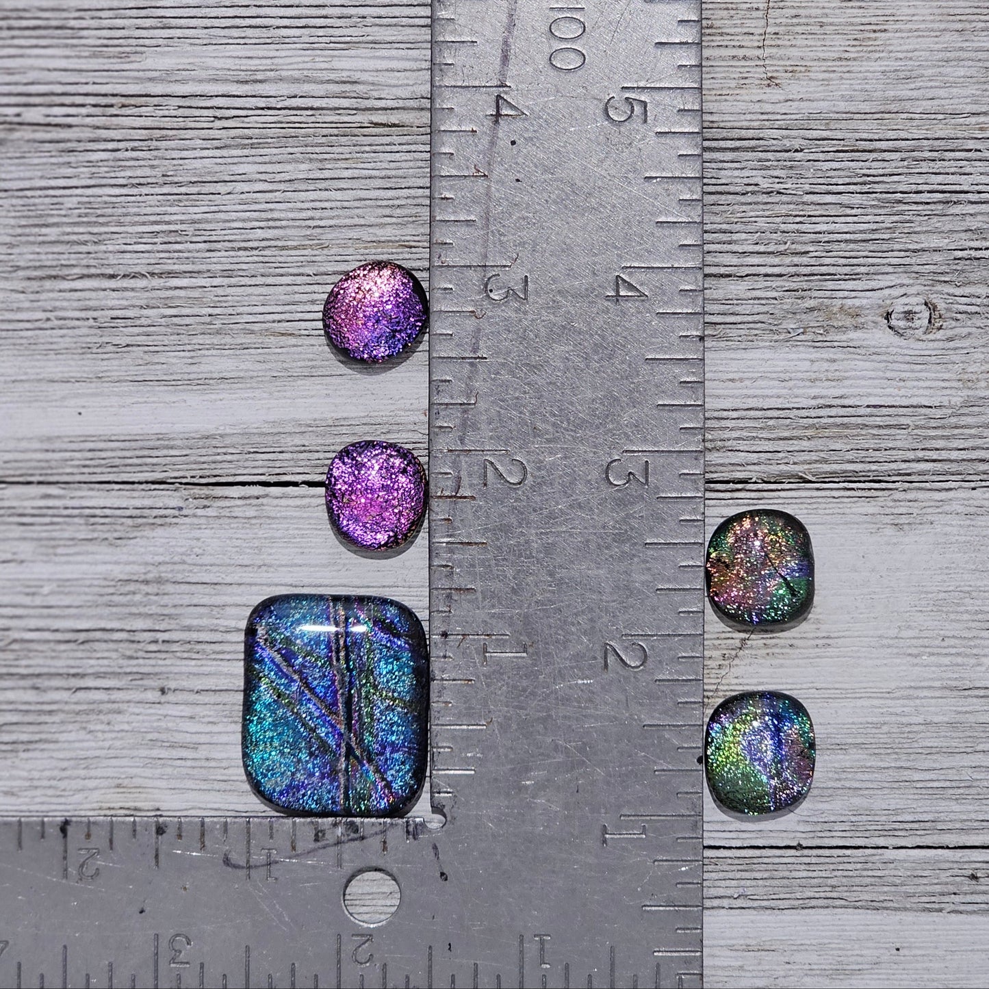 Dichroic Glass Cabochons, Lot of 5