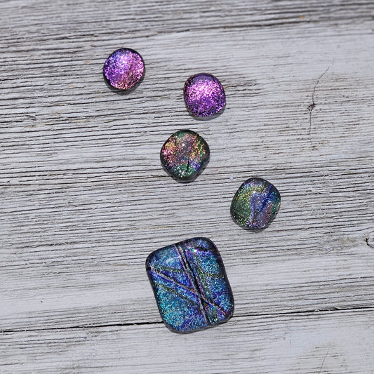 Dichroic Glass Cabochons, Lot of 5