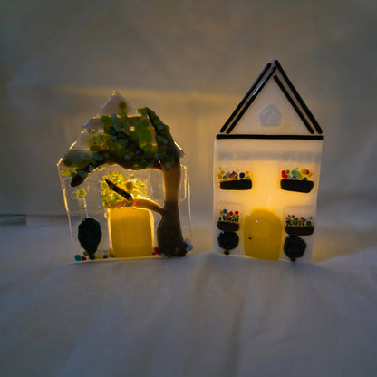 glass house candle holders